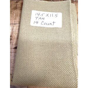 Tan Burlap Like Fabric Craft Material 14.5 X 11.5 Inches 14 Count
